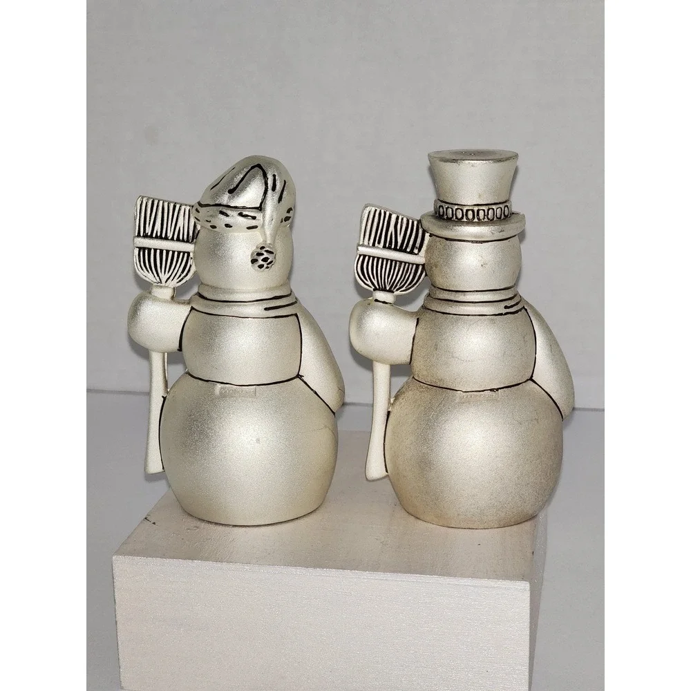 Vintage Godinger silver- plated Snowmen Salt and Pepper Shakers Christmas winter